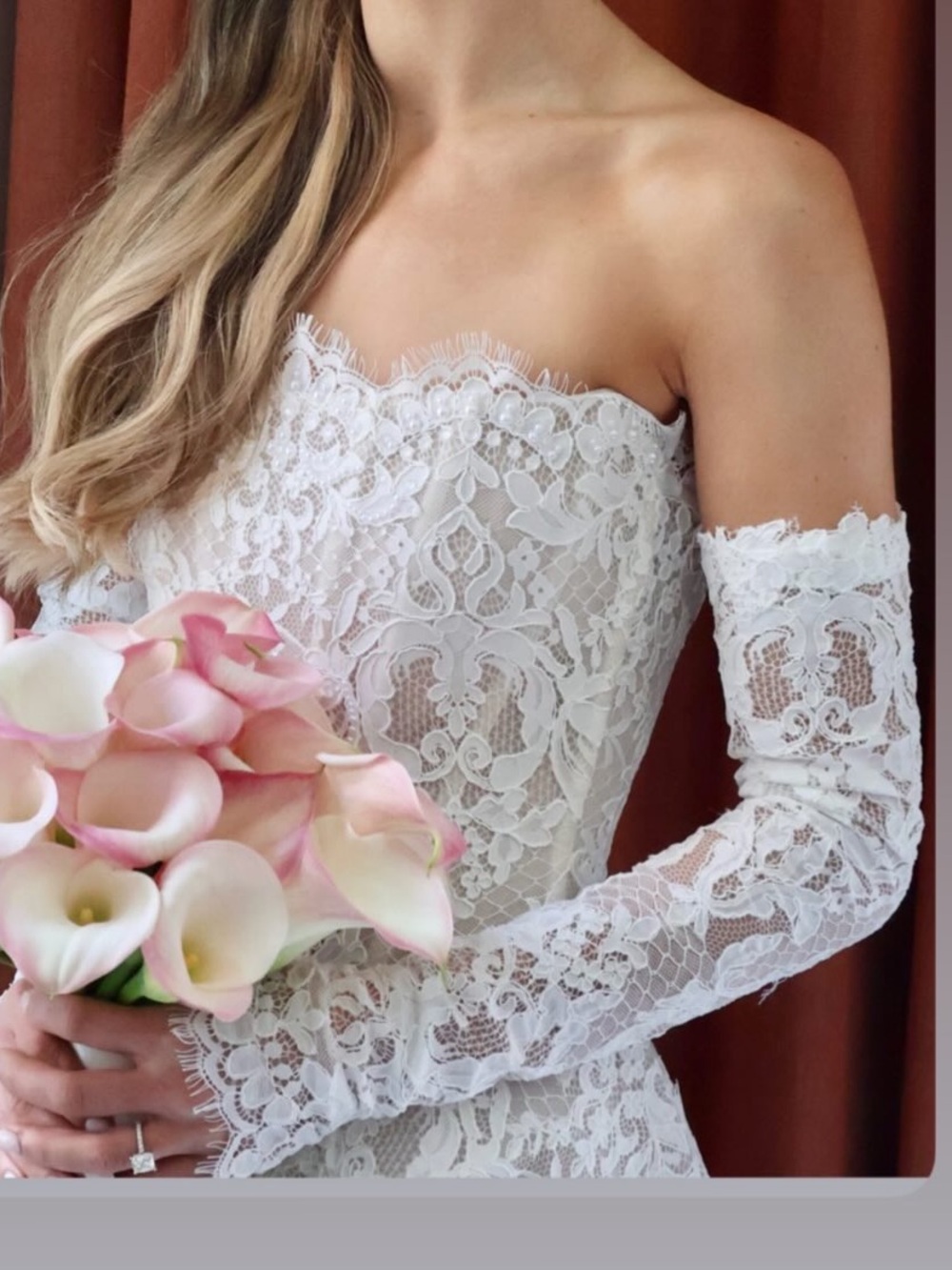 White Lace Bridal Long Gloves - Elegant Off-Shoulder Style